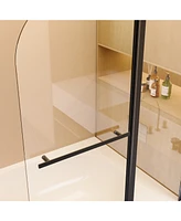 Matte Black 43" x 58" Frameless Pivot Shower Door with 6mm Tempered Glass