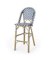 Navy Blue/White Rattan Barstools (Set of 2)