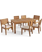 Acacia Wood Expandable Dining Set with Cushions