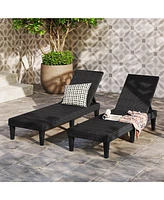 Outdoor Chaise Lounger Chair with Waterproof Rattan Textured Pp Surface and 330 lbs Capacity