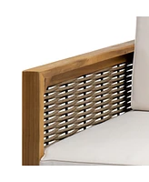 Acacia Wood Club Chairs (Set of 2) - Teak Finish
