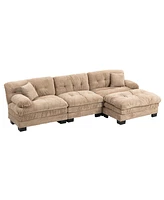 L-Shaped Sectional Sofa Sleeper Couch - Khaki