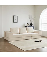 108" Modular Sectional 3-Seater Cloud Sofa,Corduroy Convertible Sofa Bed