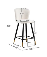 Modern Barstool: White Seats, Black Metal Legs, Gold Tips (25.79")