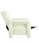 Beige Push Back Recliner with Adjustable Backrest