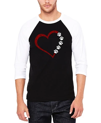 La Pop Art Men's Meow Heart Raglan Baseball Word T-Shirt