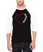 La Pop Art Men's Meow Heart Raglan Baseball Word T-Shirt