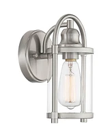 Avani Rustic Farmhouse Outdoor Wall Light Fixtures Set of 2 Brushed Nickel 10 1/4" Clear Glass for Exterior Barn Deck House Porch Yard Patio Outs
