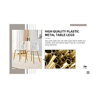 Glass Table & 6 Gold Leg Chairs