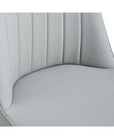 Snow Mountain White Round Dining Set - 47" w/ 4 Gray Chairs