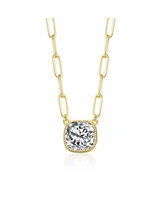 Square Bezel Set Clear Cubic Zirconia Solitaire Necklace
