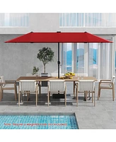 13 Ft Large Patio Umbrella with Led Solar Lights and Crank Handle