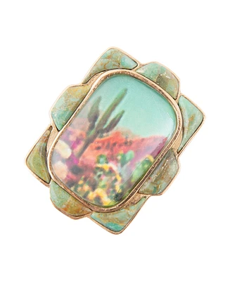 Barse Scenic Desert Sedona Blue Turquoise Golden Ring