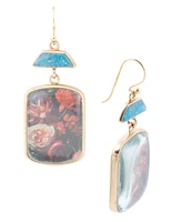 Barse Scenic Dark Florals Blue Apatite Golden Drop Earrings