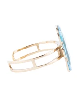 Barse Scenic Red Floral Blue Apatite Golden Cuff Bracelet