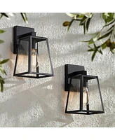 Arrington Modern Rustic Outdoor Wall Lights Fixtures Set of 2 Tapering Black 10 3/4" Clear Glass for Exterior House Porch Patio Outside Deck Gara