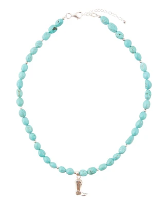 Barse Genuine Turquoise Magnesite and Sterling Silver Boot Charm Necklace