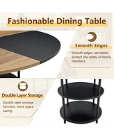 47" Round Dining Table Set with 6 Black Chairs