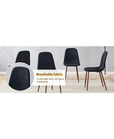 47" Round Dining Table Set with 4 Black Chairs & Storage