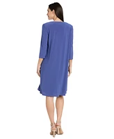 R & M Richards Women's Drape-Front Jacket and Necklace Dress Set