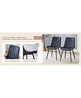 Black Marble Dining Set - 55" Table & 4 Pu Chairs
