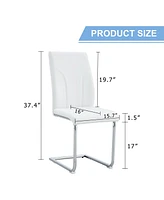 White Pu Dining Chair Set of 6