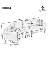 111" Curved Sofa with Pillows