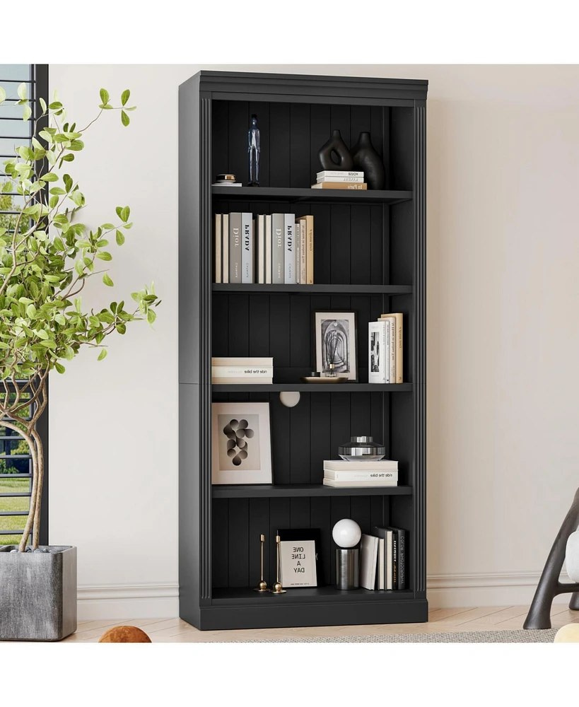 83.4" 5-Tier Bookcase w/ Light, Adjustable Shelves
