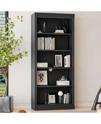 83.4" 5-Tier Bookcase w/ Light, Adjustable Shelves