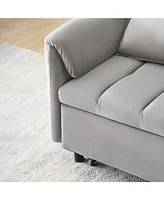 Grey Velvet Sofa Bed - Modern 3-in-1 Sleeper