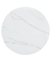 42" White Marble Round Table Gold Legs