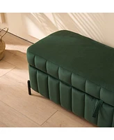 Green Velvet Storage Bench 49"