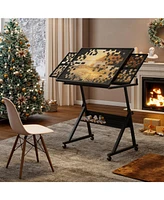 Jigsaw Puzzle Table Board 1500pc w/ 4 Drawers (Black)