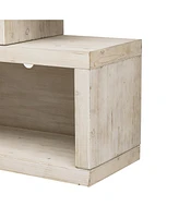 Retro Console Table with Symmetrical 2-Tier Open Shelf for Entryway and Living Room (Black)