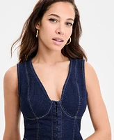 Bar Iii Women's Denim Corset Top, Exclusively at Macy's