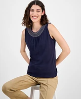 Nautica Jeans Women's Smocked-Neck Tank Top