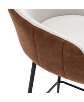 Modern Counter Height Bar Stools (26.5") with Cushioned Upholstery and Durable Metal Legs for Enhanced Home Decor (Brown