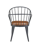 Indoor Upholstered Dining Chair With Metal Legs (Set of 2),Brown
