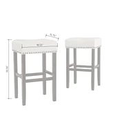 30-inch Backless ivory Leather Counter Stool (Set of 2)