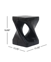 Twist Shape Side Table, Wood-like texture, Black Color