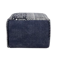 18" Blue 100% Cotton Ottoman