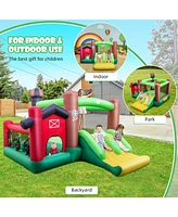 6-in-1 Inflatable Bounce House with Double Slides without Blower