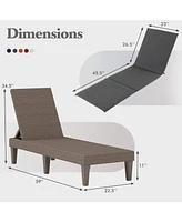 Patio Lounge Outdoor Recliner Chair with Cushion 3-Position Adjustable Backrest-Gray