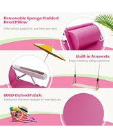 1 Piece Foldable Backpack Beach Chair with Cup Holder and Storage Pockets for Outdoor