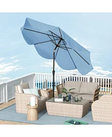 9 Ft Patio Umbrella with Crank Handle and Push Button Tilt-Navy