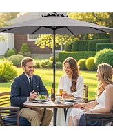 Outdoor Heavy Duty Market Umbrella with Crank Handle and 8 Sturdy Ribs-Gray