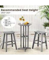 21.5 Inch Round Bar Table Patio Hdpe Bar Height Dining Table with Slatted Tabletop