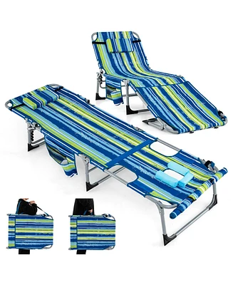 5-position Outdoor Folding Chaise Lounge Chair