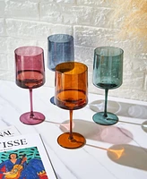The Wine Savant Khen Pastel Muted Square Wine Glasses, Set of 4