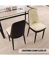 47-63" Expandable Dining Set: Table & Cushioned Chairs, Black Legs